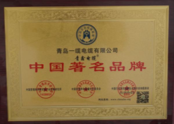 青島一纜電纜容榮譽(yù)證書